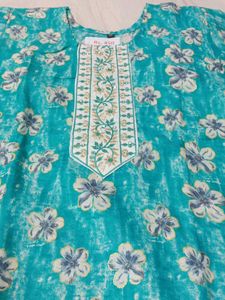 Turquoise Floral Print Kurti