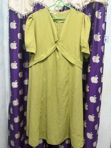 Lime Green Twist Front Dress