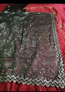 Sparkling Black Sequined Saree