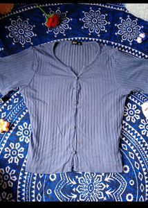 HnM Ribbed Button-Up Crop Top