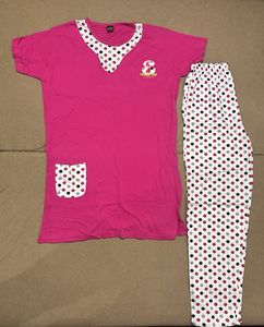 Cute Pink Polka Dot Pajama Set