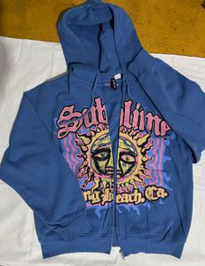 Blue Sun Graphic Zip-Up Hoodie