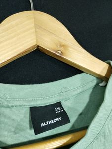 Altheory Green Printed Round Neck T-Shirt (Men)