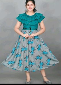 Stylish Teal & Floral Maxi Dress