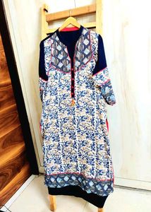 Blue Floral Print Kurta size-42-44