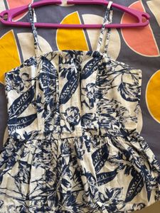 Linen Blue &amp; White Floral Dress