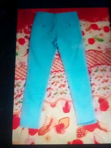 Aqua Blue Textured Pants