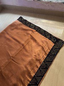 Elegant Copper Saree with Embellishments