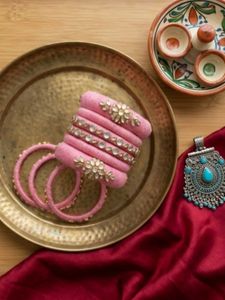 Handmade Pink Thread Bangles