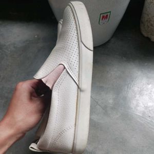 White Perforated Slip-On Sneakers