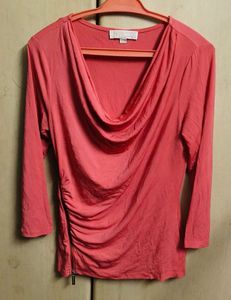 Coral Cowl Neck Top