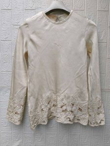New with tag Cream Floral Embroidered Long Sleeve