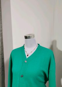 V Neck Woolen Fleece Cardigan