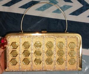 Sparkling Gold Hexagon Clutch Bag