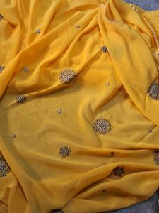 Yellow Embellished Saree