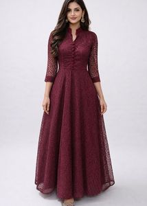 *Final Offer* Elegant Maroon Lace Maxi Dress