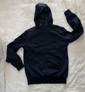 ZARA Men's Navy Blue Hooded Jacket