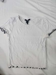 White Lettuce Trim Crop top