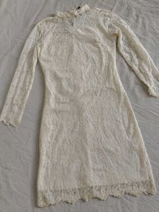 High-Neck Lace Sheath Dress