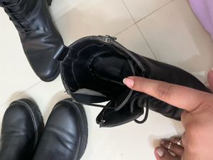 Black Lace-Up Ankle Boots