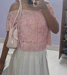 Off-Shoulder Lace Crop Top