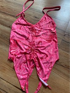 Vibrant Pink Swirl Halter Crop Top
