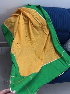 Green &amp; Yellow Embroidered Lhenga Choli