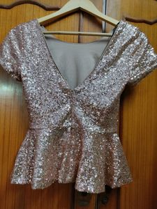 New Forever 21 Sequin Peplum Top