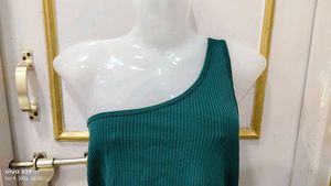 One Shoulder Ribbed Crop Top