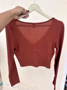 SHEIN RIBBED BROWN TOP