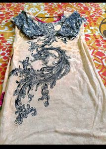 floral print real mirror work velvet kurta patiyal