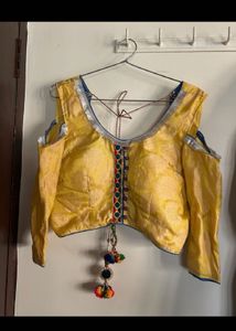 Elegant Yellow Brocade Blouse