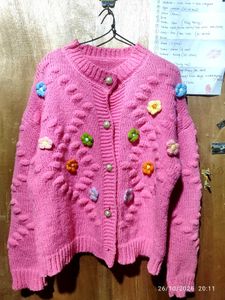 cute korean pink cardigan