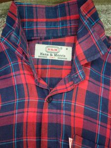 Men's Red &amp; Blue Plaid Long Sleeve Shirt