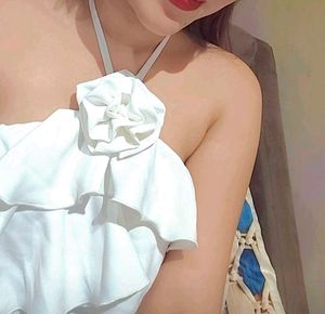 White Ruffled Halter Neck Top