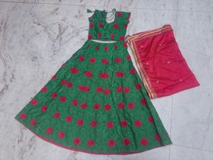 Green Floral Lehenga Choli Set