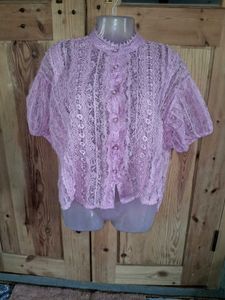 Vintage Lace Button-Up Blouse