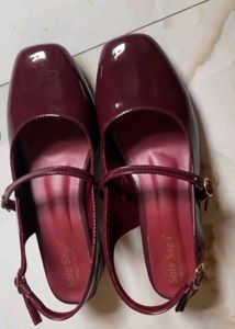 Shiny Cherry Red Mary Jane Heels