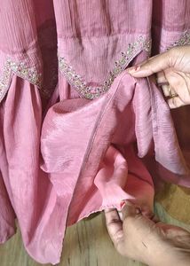 Elegant Pink Ethnic Gown with Embellishments