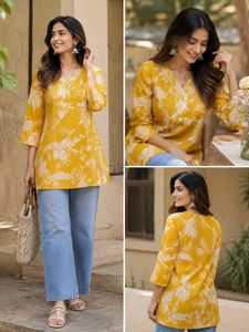 Yellow Floral Print Kurta