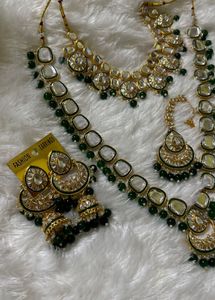 unused premium Stunning Kundan Polki Necklace Set
