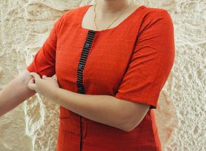Elegant orange Straight Kurti with Black Border ❤️
