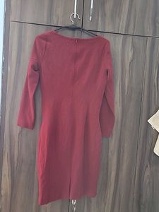 Elegant Maroon Long Sleeve Dress