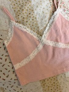 coquette Pink Lace Trim Cami🩰🪽