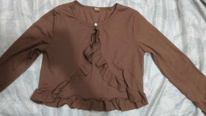 Brown Ruffle Cardigan