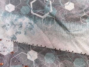 Stylish Teal Geometric Print Saree