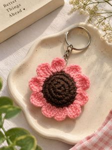 Handmade Crocheted Flower Keychain