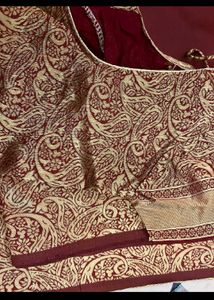 Maroon Saree with Gold Brocade Blouse