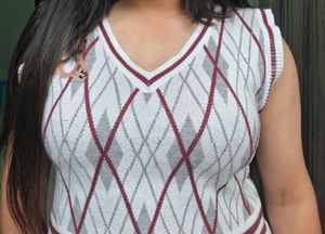 Argyle Pattern Cropped Vest Top