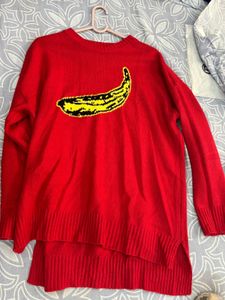 Red Banana Print Sweater